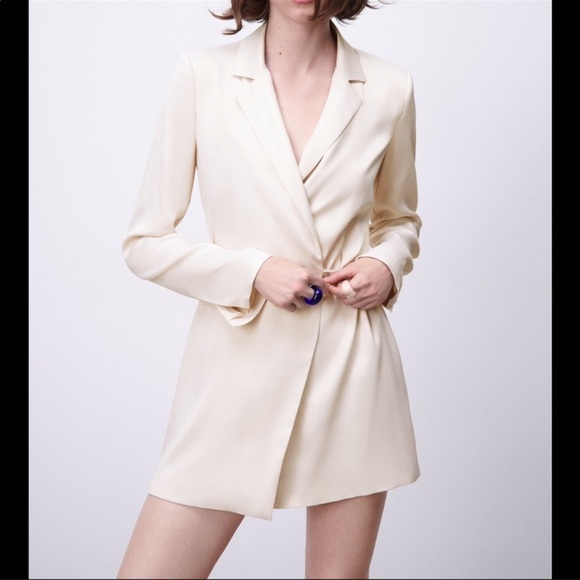 Elegant Cream Wrap Dress - Picture 3 of 5